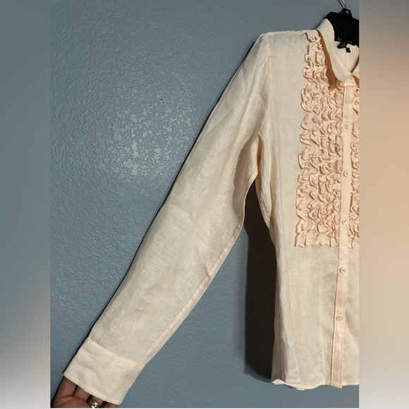 NWOT RALPH LAUREN LINEN  RUFFLED SHIRT - Picture 3 of 4